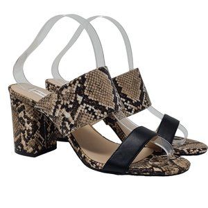 SAKS FIFTH‎ AVENUE Elisha Snake Black Slide Leather Sandal 75225-J-7 Women's 9